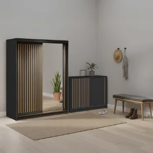 Obrazek Zestaw szafa Royal 150 czarna + komoda Royal 150