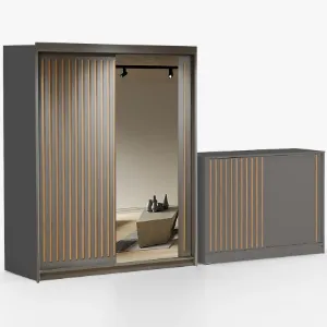 Zestaw szafa Royal 150 szara + komoda Royal 150