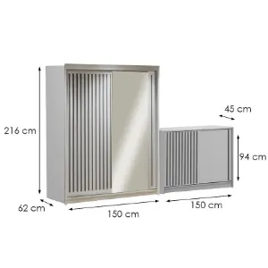 Obrazek Zestaw szafa Royal 203 biała + komoda Royal 150
