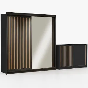 Obrazek Zestaw szafa Royal 203 czarna + komoda Royal 150