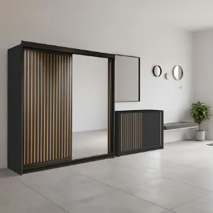 Obrazek Zestaw szafa Royal 203 czarna + komoda Royal 150