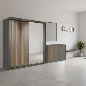 Obrazek Zestaw szafa Royal 203 szara + komoda Royal 150