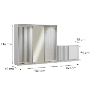 Obrazek Zestaw szafa Royal 250 biała + komoda Royal 150