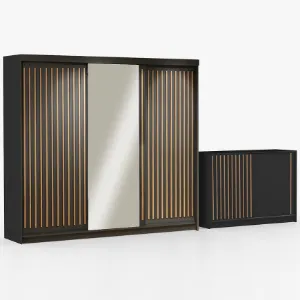 Zestaw szafa Royal 250 czarna + komoda Royal 150