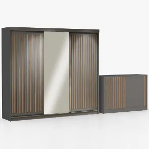 Zestaw szafa Royal 250 szara + komoda Royal 150