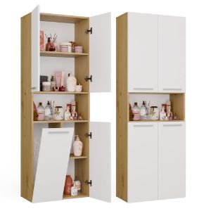 Obrazek Regał łazienkowy z koszem na pranie Luiza 1K DK dąb artisan/biały