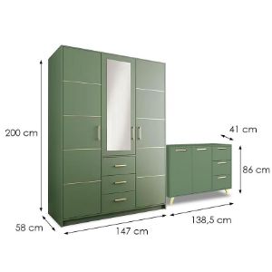 Obrazek Zestaw Szafa Bali D3 Zielona + Komoda Bali 140