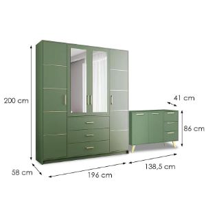 Obrazek Zestaw Szafa Bali D4 Zielona + Komoda Bali 140