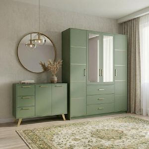 Obrazek Zestaw Szafa Bali D4 Zielona + Komoda Bali 140