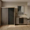Obrazek Zestaw Szafa London Wotan/Czarny 203 + Komoda D3