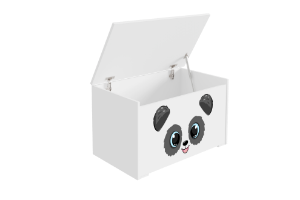 Obrazek Skrzynia na zabawki Daria biała z nadrukiem Panda