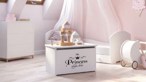 Obrazek Skrzynia na zabawki Daria biała z nadrukiem Princess