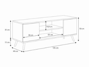 Obrazek Szafka RTV 135 cm skandynawska dąb craft złoty