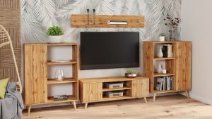 Obrazek Szafka RTV 135 cm skandynawska dąb craft złoty