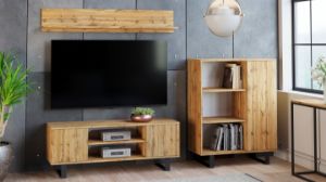 Obrazek Szafka RTV 135 cm loft dąb craft złoty