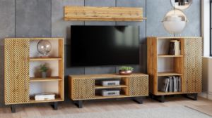 Obrazek Szafka RTV 135 cm loft dąb craft złoty - jodełka