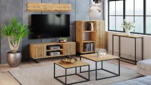 Obrazek Szafka RTV 135 cm loft dąb craft złoty - lamele
