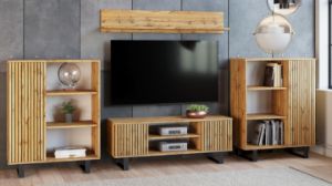 Obrazek Szafka RTV 135 cm loft dąb craft złoty - lamele