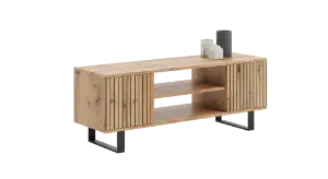 Obrazek Szafka RTV 135 cm loft dąb craft złoty - lamele