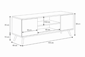 Obrazek Szafka RTV Focus 155 cm - nogi metalowe Dąb artisan
