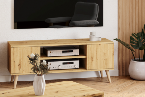 Obrazek Szafka RTV Focus 155 cm - nogi metalowe Dąb artisan