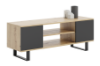 Obrazek Szafka RTV Focus 155 cm - nogi metalowe Dąb artisan czarny
