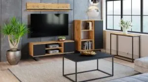 Obrazek Szafka RTV 155 cm loft dąb craft złoty - czarny