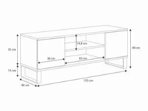 Obrazek Szafka RTV 155 cm loft dąb craft złoty - czarny