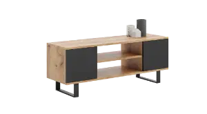 Obrazek Szafka RTV 155 cm loft dąb craft złoty - czarny