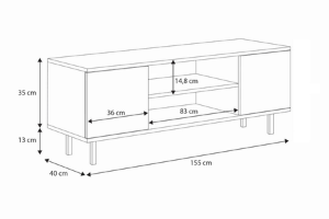 Obrazek Szafka RTV 155 cm Kaszmir, nogi złote
