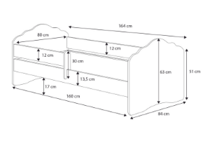 Obrazek Łożko dziecięce FALA z barierką 160x80 Słonik