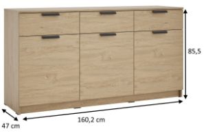 Obrazek Komoda trzydrzwiowa z szufladami Ava 05 3D3S dąb kamienny