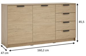 Obrazek Komoda dwudrzwiowa z szufladami Ava 04 2D4S dąb kamienny