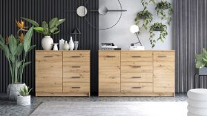 Obrazek Komoda wąska z szufladami Alfa 4S Typ 3 dąb artisan