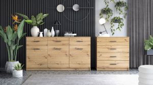 Obrazek Komoda jednodrzwiowa z szufladami Alfa 1D4S Typ 1 dąb artisan