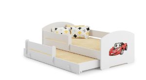 Obrazek Łóżko podwójne LUK 160x80 Auto z chorągiewką