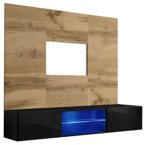Obrazek Szafka RTV + Panel Switch Wtz Sw Pr3 + Led Wotan/Czarny