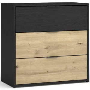 Obrazek Komoda Upsala 3S 27B czarny grafit+dąb artisan