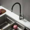 Obrazek Bateria zlewozmywakowa elastyczna Salsa czarna/grafit