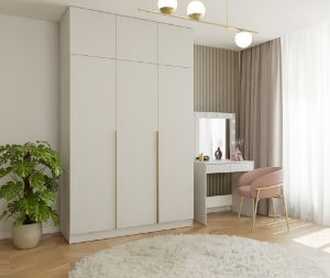 Obrazek Szafa Sensory 150 cm 3D z nadstawką kaszmir złote uchwyty