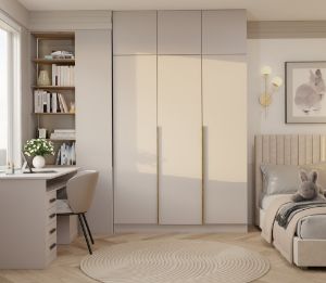 Obrazek Szafa Sensory 150 cm 3D z nadstawką kaszmir złote uchwyty
