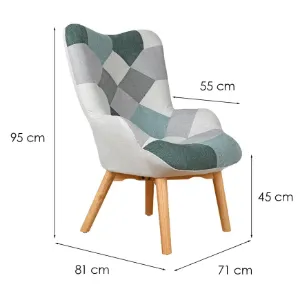 Obrazek Fotel Maddie miętowy patchwork