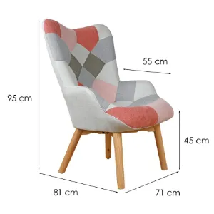 Obrazek Fotel Maddie różowy patchwork