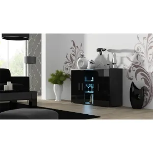 Komoda S7 Soho Czarny/ Czarny Połysk